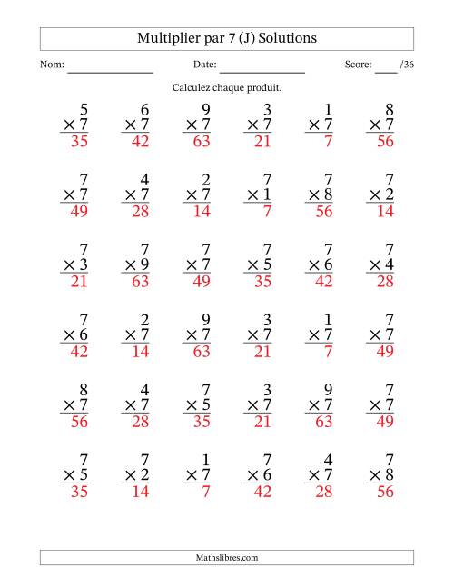 Multiplier (1 à 9) par 7 (36 Questions) (J) page 2