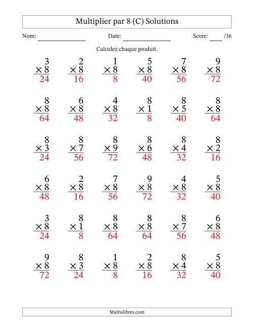 Multiplier (1 à 9) par 8 (36 Questions) (C) page 2