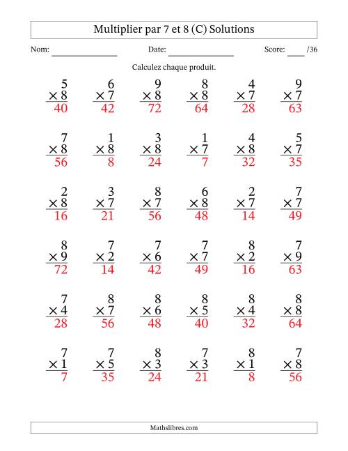 Multiplier (1 à 9) par 7 et 8 (36 Questions) (C) page 2