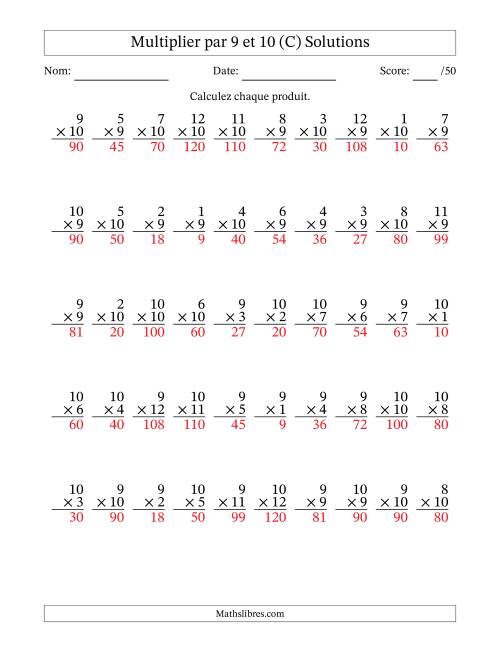 Multiplier (1 à 12) par 9 et 10 (50 Questions) (C) page 2