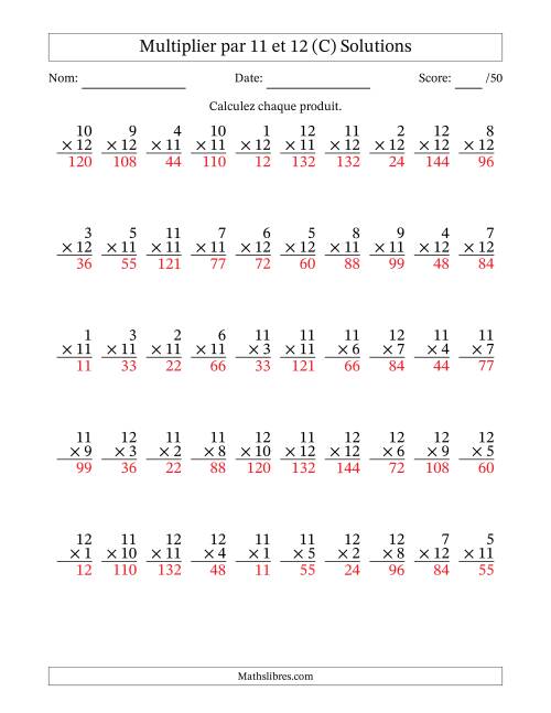 Multiplier (1 à 12) par 11 et 12 (50 Questions) (C) page 2