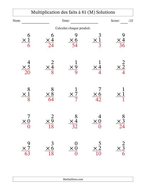 Multiplication des faits à 81 (25 Questions) (Avec zéros) (M) page 2
