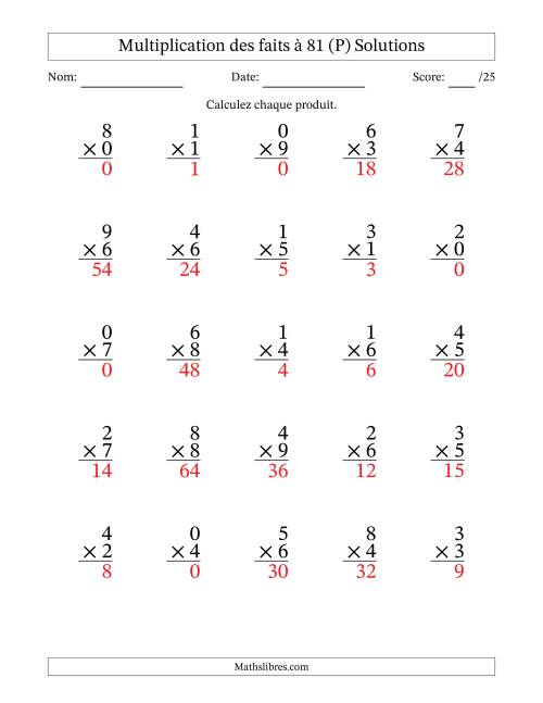 Multiplication des faits à 81 (25 Questions) (Avec zéros) (P) page 2