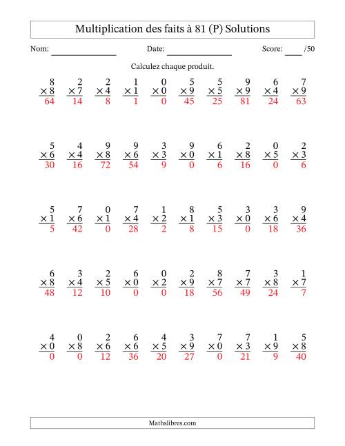 Multiplication des faits à 81 (50 Questions) (Avec zéros) (P) page 2