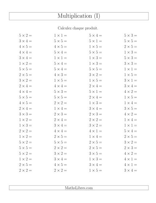 Règles de Multiplication -- Règles jusqu'à 25 (I)