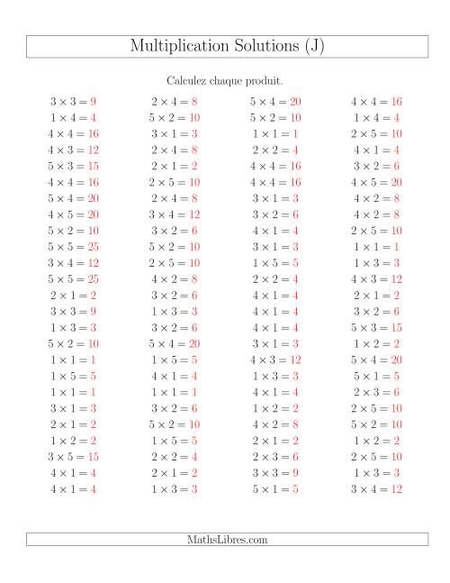 Règles de Multiplication -- Règles jusqu'à 25 (J) page 2
