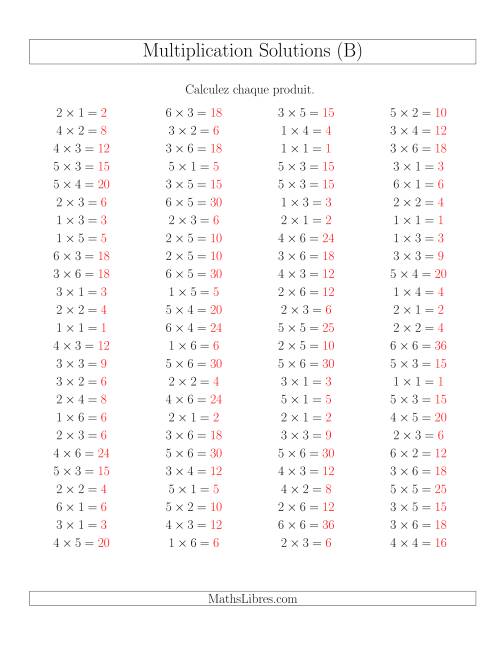 Règles de Multiplication -- Règles jusqu'à 36 (B) page 2
