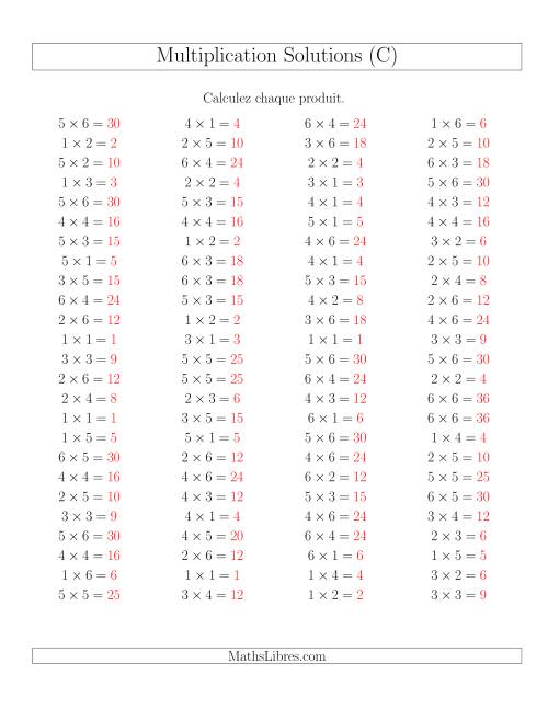 Règles de Multiplication -- Règles jusqu'à 36 (C) page 2