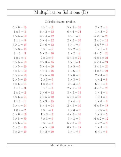 Règles de Multiplication -- Règles jusqu'à 36 (D) page 2