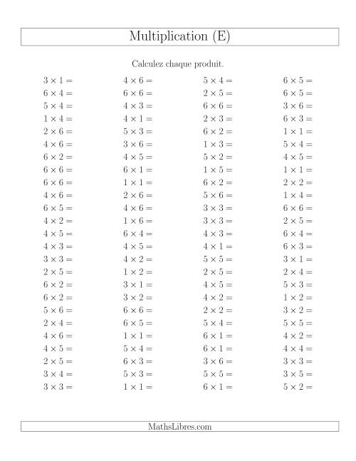 Règles de Multiplication -- Règles jusqu'à 36 (E)