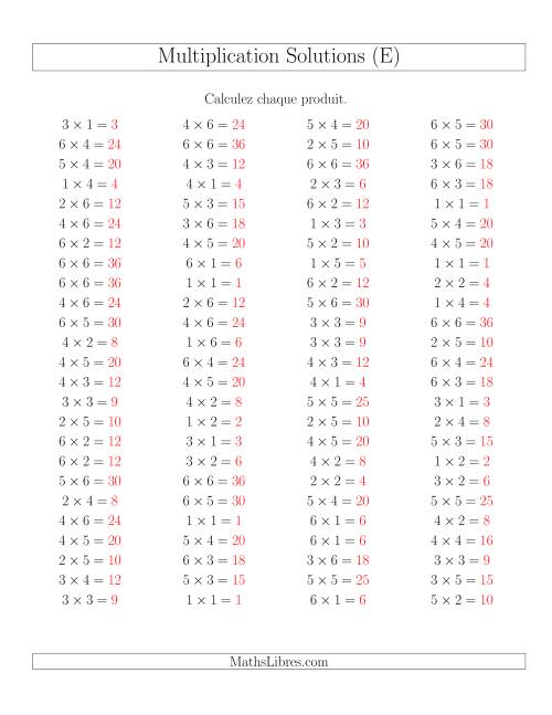 Règles de Multiplication -- Règles jusqu'à 36 (E) page 2