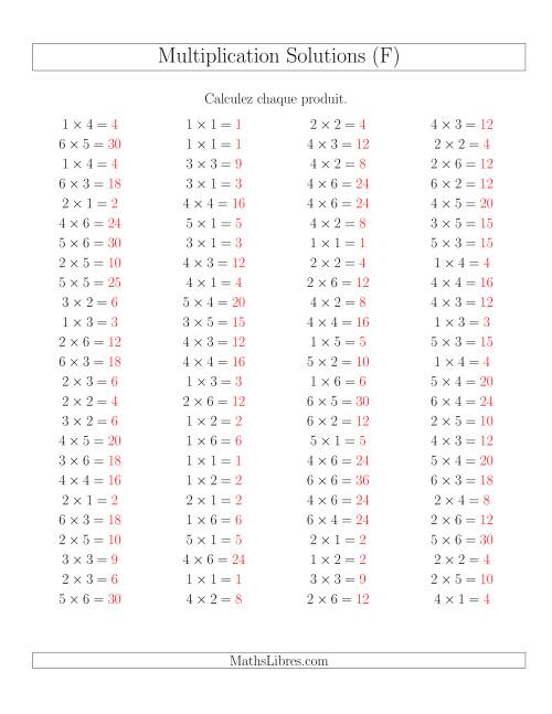 Règles de Multiplication -- Règles jusqu'à 36 (F) page 2