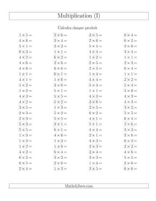 Règles de Multiplication -- Règles jusqu'à 36 (I)
