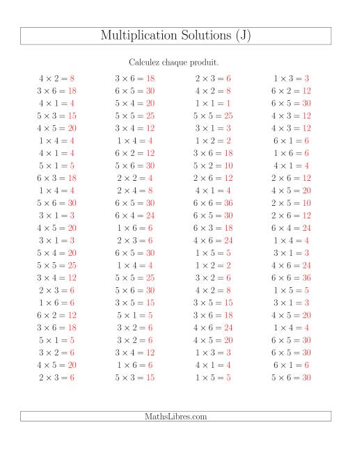 Règles de Multiplication -- Règles jusqu'à 36 (J) page 2