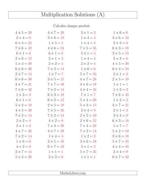 Règles de Multiplication -- Règles jusqu'à 49 (A) page 2