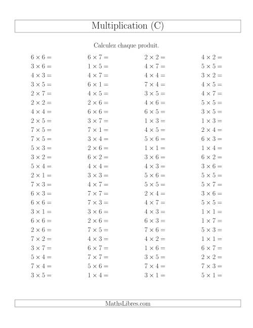 Règles de Multiplication -- Règles jusqu'à 49 (C)