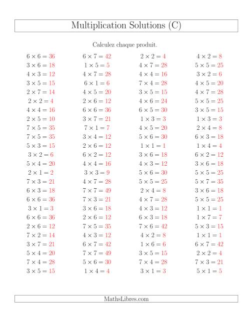 Règles de Multiplication -- Règles jusqu'à 49 (C) page 2