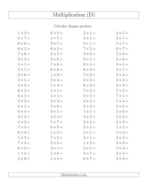 Règles de Multiplication -- Règles jusqu'à 49 (D)