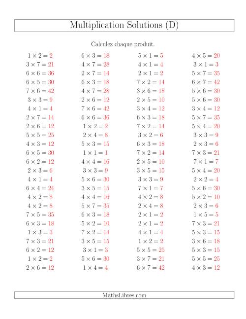 Règles de Multiplication -- Règles jusqu'à 49 (D) page 2
