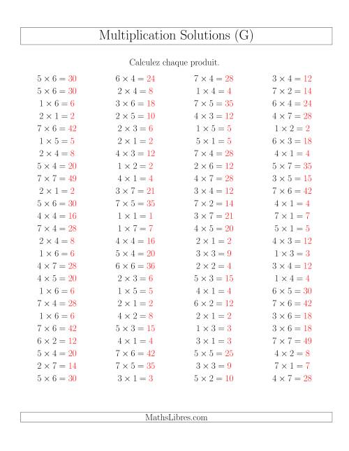 Règles de Multiplication -- Règles jusqu'à 49 (G) page 2