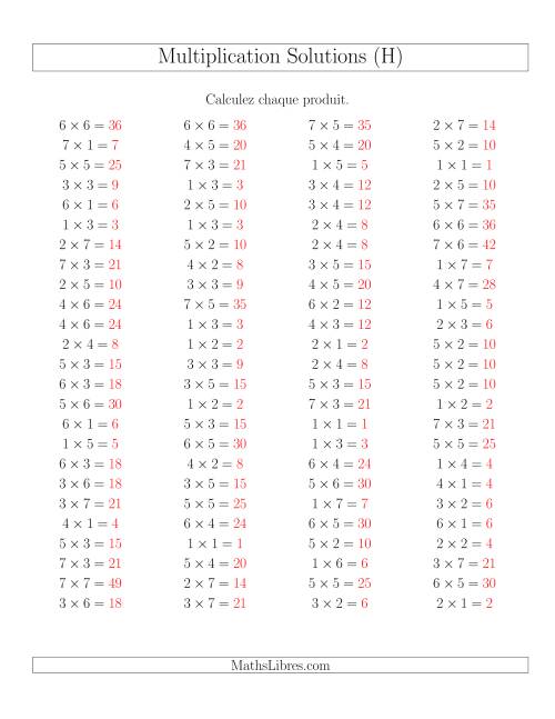 Règles de Multiplication -- Règles jusqu'à 49 (H) page 2