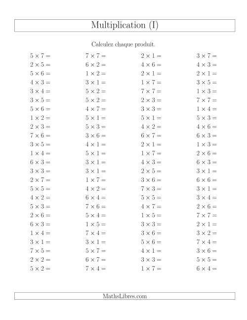 Règles de Multiplication -- Règles jusqu'à 49 (I)