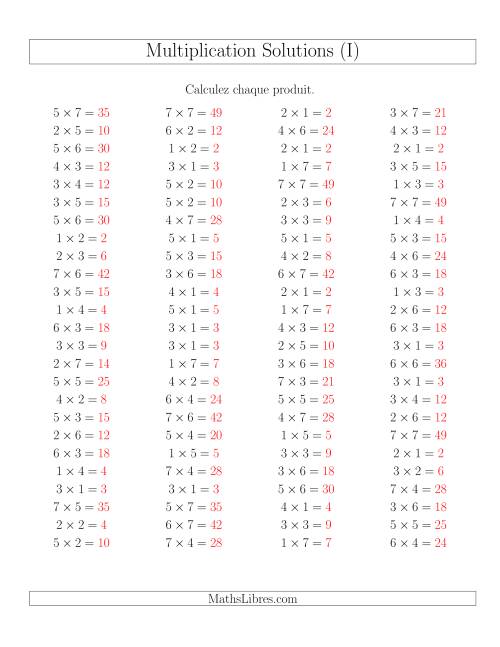 Règles de Multiplication -- Règles jusqu'à 49 (I) page 2
