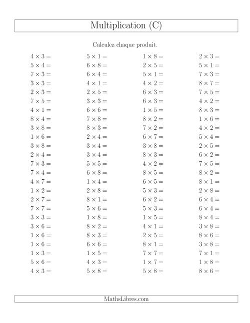 Règles de Multiplication -- Règles jusqu'à 64 (C)