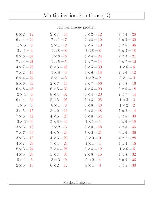 Règles de Multiplication -- Règles jusqu'à 64 (D) page 2