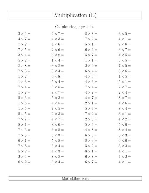 Règles de Multiplication -- Règles jusqu'à 64 (E)