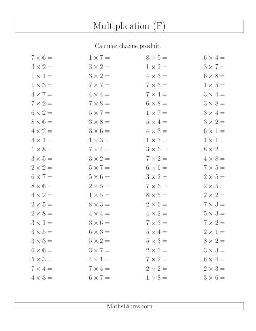 Règles de Multiplication -- Règles jusqu'à 64 (F)