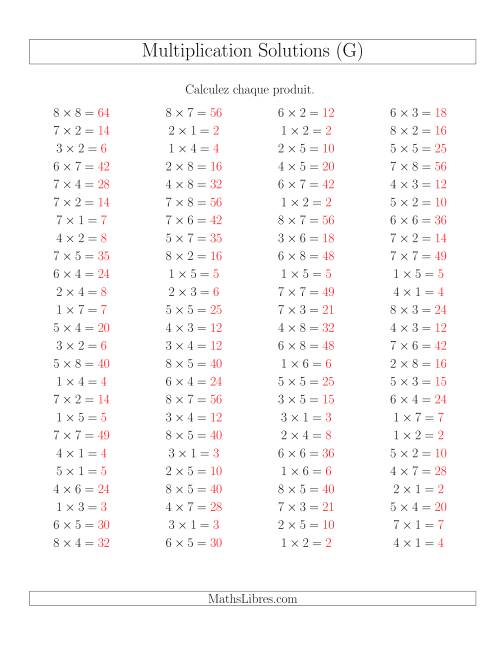 Règles de Multiplication -- Règles jusqu'à 64 (G) page 2