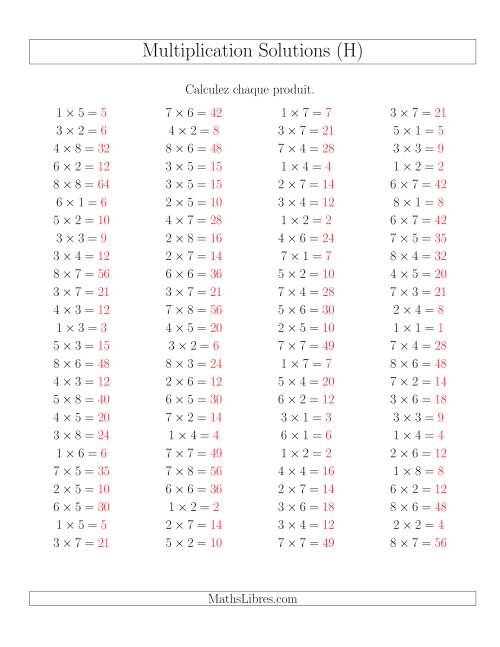 Règles de Multiplication -- Règles jusqu'à 64 (H) page 2