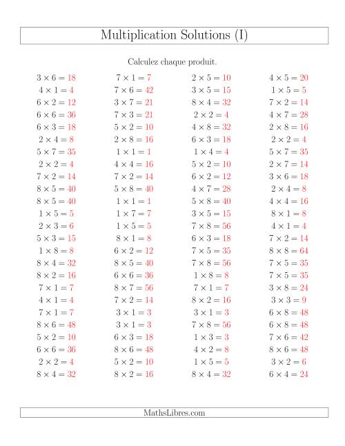 Règles de Multiplication -- Règles jusqu'à 64 (I) page 2