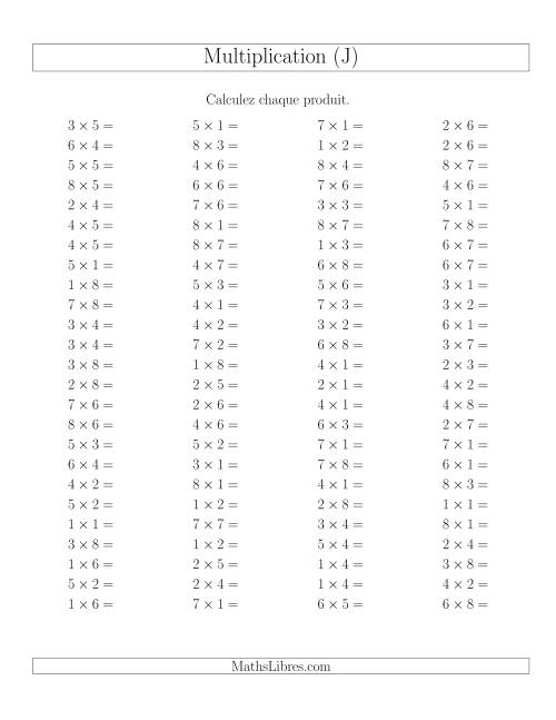 Règles de Multiplication -- Règles jusqu'à 64 (J)
