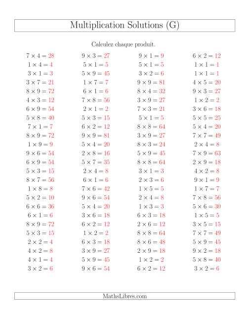 Règles de Multiplication -- Règles jusqu'à 81 (G) page 2