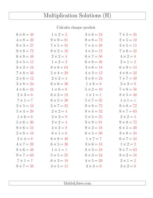 Règles de Multiplication -- Règles jusqu'à 81 (H) page 2