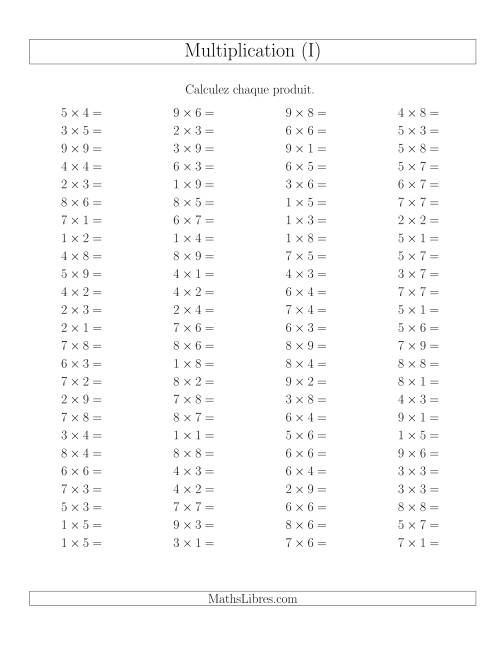 Règles de Multiplication -- Règles jusqu'à 81 (I)