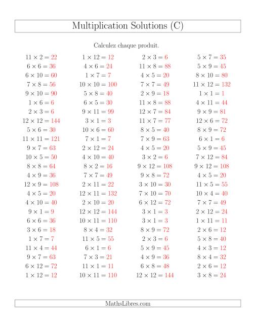 Règles de Multiplication -- Règles jusqu'à 144 (C) page 2