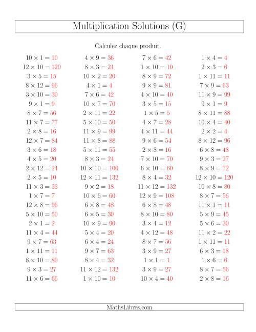 Règles de Multiplication -- Règles jusqu'à 144 (G) page 2