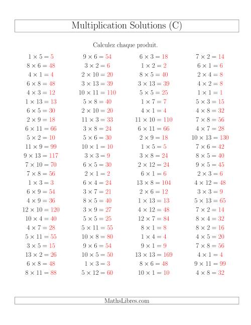 Règles de Multiplication -- Règles jusqu'à 169 (C) page 2