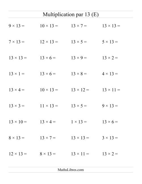 Multiplication par 13 (Jusqu'à 169)