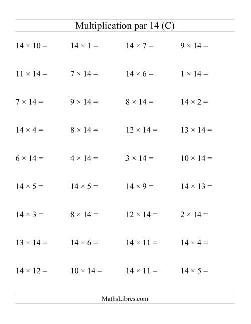 Multiplication par 14 (Jusqu'à 196)