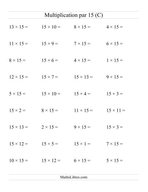 Multiplication par 15 (Jusqu'à 225)