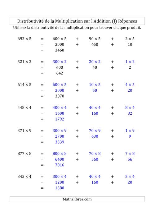 Multiplication de Nombres à 3 Chiffres par des Nombres à 1 Chiffre (I) page 2