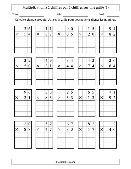 Multiplication de Nombres à 2 Chiffres par des Nombres à 2 Chiffres (I)