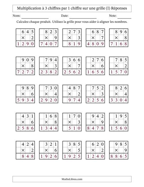 Multiplication à 3 chiffres par 1 chiffre avec le support d'une grille (I) page 2