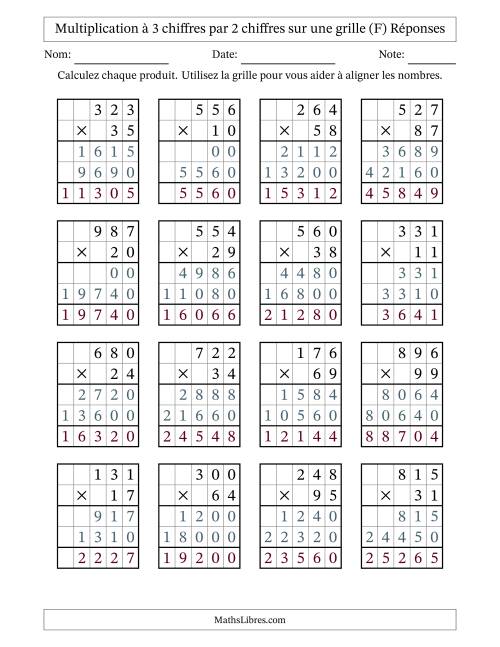 Multiplication de Nombres à 3 Chiffres par des Nombres à 2 Chiffres (F) page 2