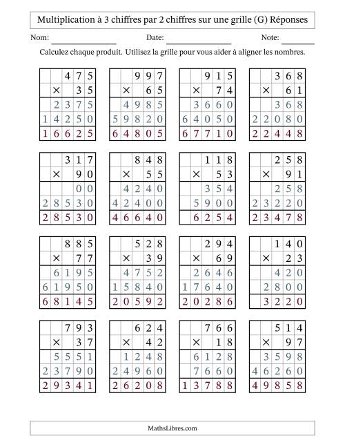 Multiplication de Nombres à 3 Chiffres par des Nombres à 2 Chiffres (G) page 2
