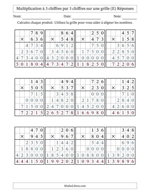 Multiplication à 3 chiffres par 3 chiffres avec le support d'une grille (E) page 2